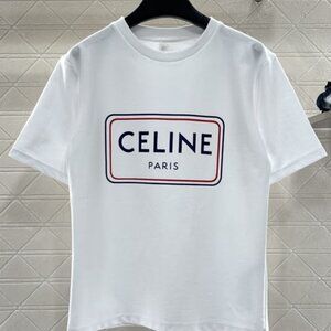 Celine Paris Box Logo Graphic T-shirt - Casual White Cotton Tee